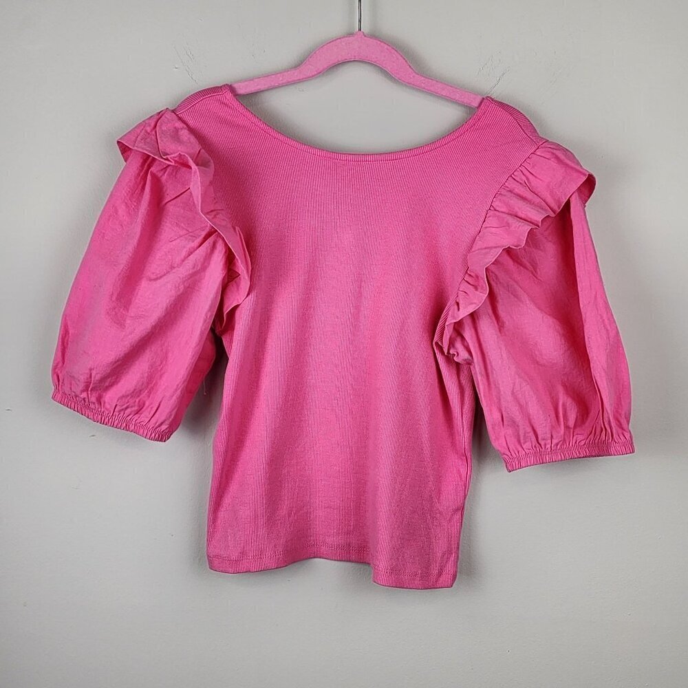 Zara  puff sleeve top sz 11 / 12 girls pink
